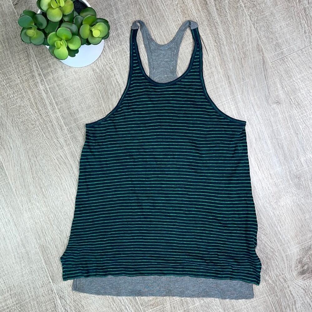 T By ALEXANDER WANG Women's Gray Green Racerback Tank Top